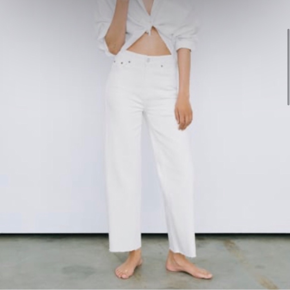Wide Leg White Jeans - ZARA